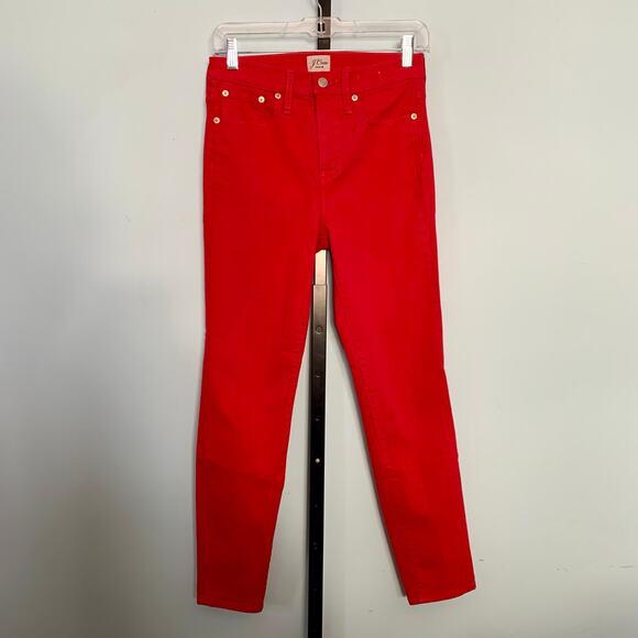 J. Crew 10" High-Rise Toothpick Jean in Red Garment-Dyed Denim Size 26 - Picture 2 of 8